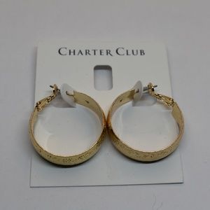 Charter Club Medium Gold Tone Wide Textured Earrin